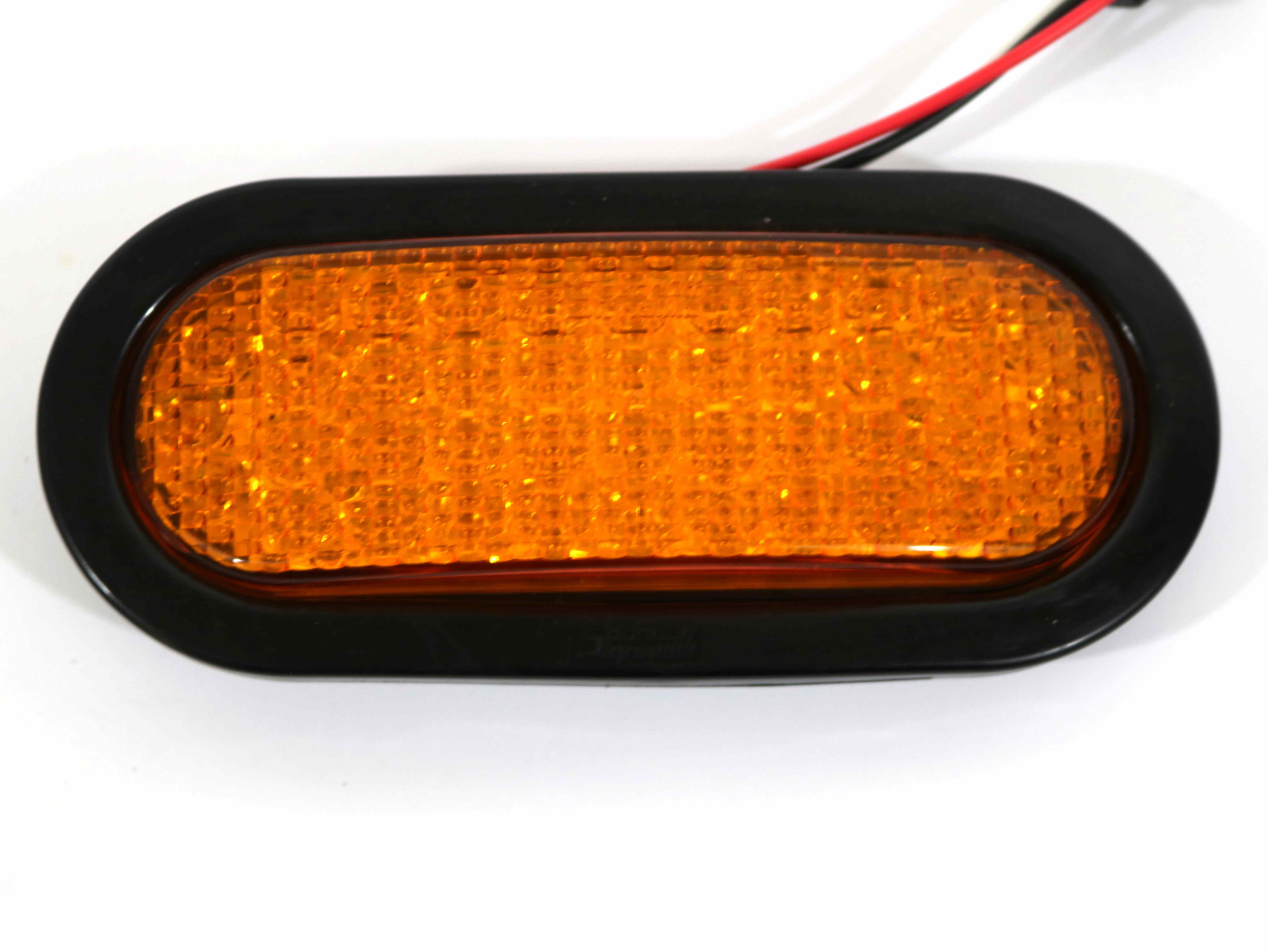 107153 6 INCH Oval Turn Light W/ Rubber Grommet - Amber Lens/Amber Leds, 3 Wire