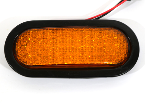 107153 6 INCH Oval Turn Light W/ Rubber Grommet - Amber Lens/Amber Leds, 3 Wire