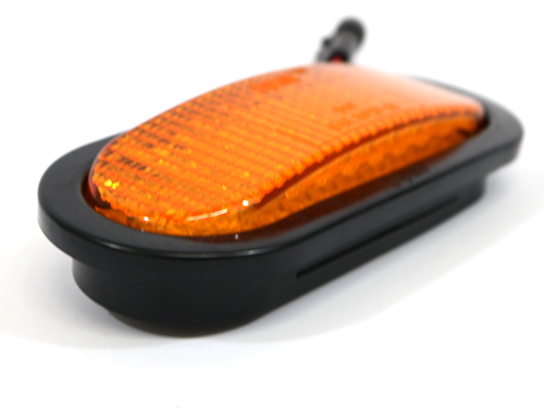107153 6 INCH Oval Turn Light W/ Rubber Grommet - Amber Lens/Amber Leds, 3 Wire