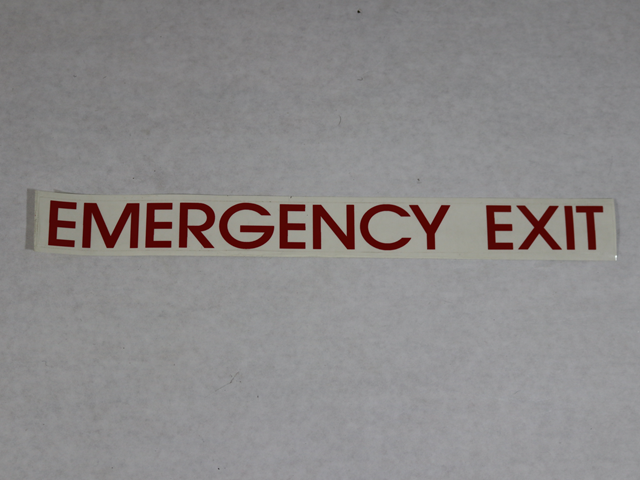 1134 DECAL, EMERGENCY EXIT RED ON CLEAR