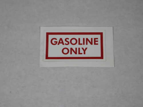1160 GASOLINE ONLY DECAL, RED ON WHITE