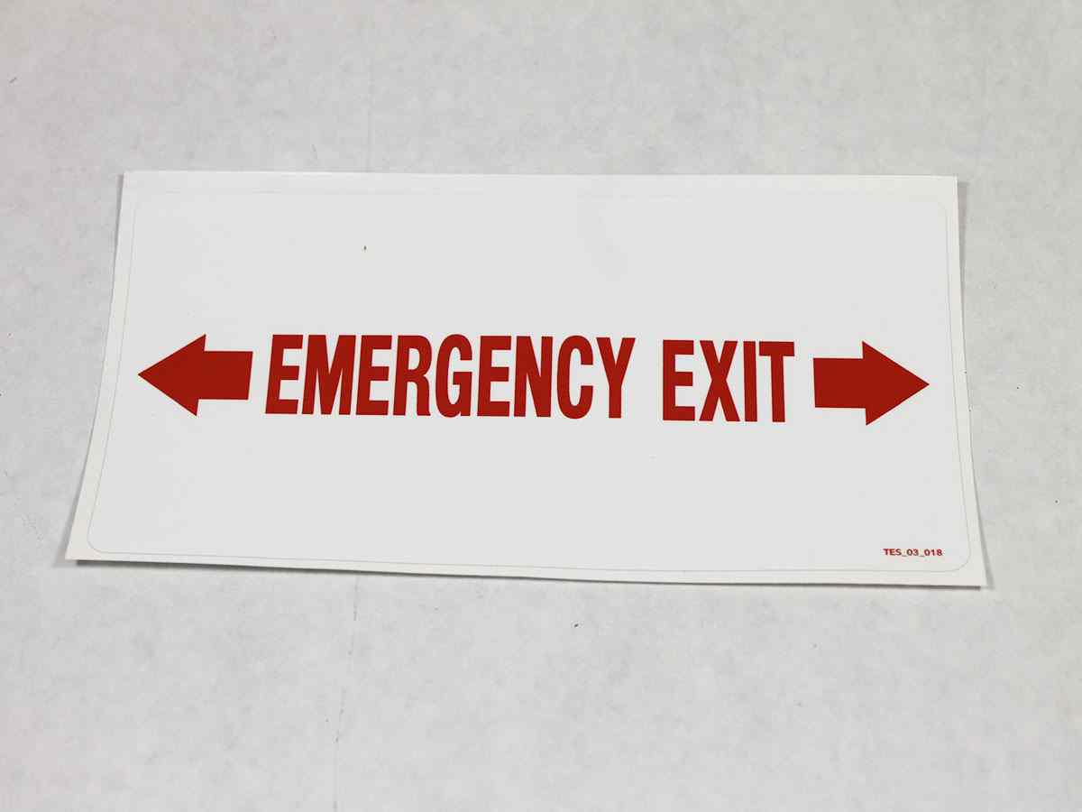 1165 EMERGENCY WINDOW DECAL, LARGE, RED LETTERS