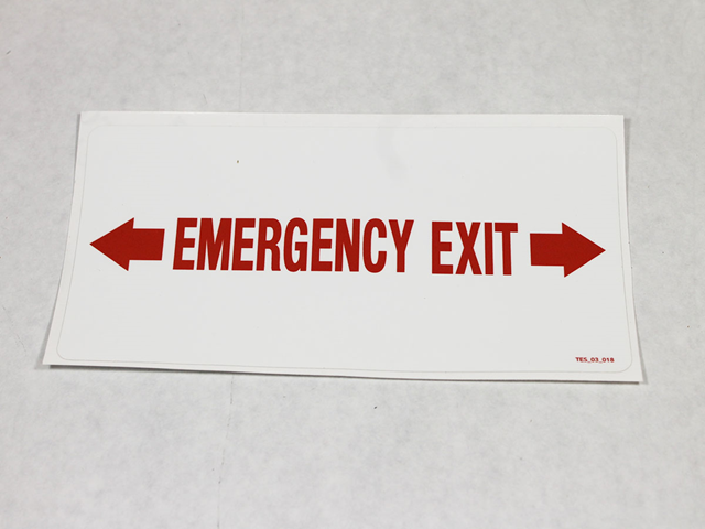 1165 EMERGENCY WINDOW DECAL, LARGE, RED LETTERS
