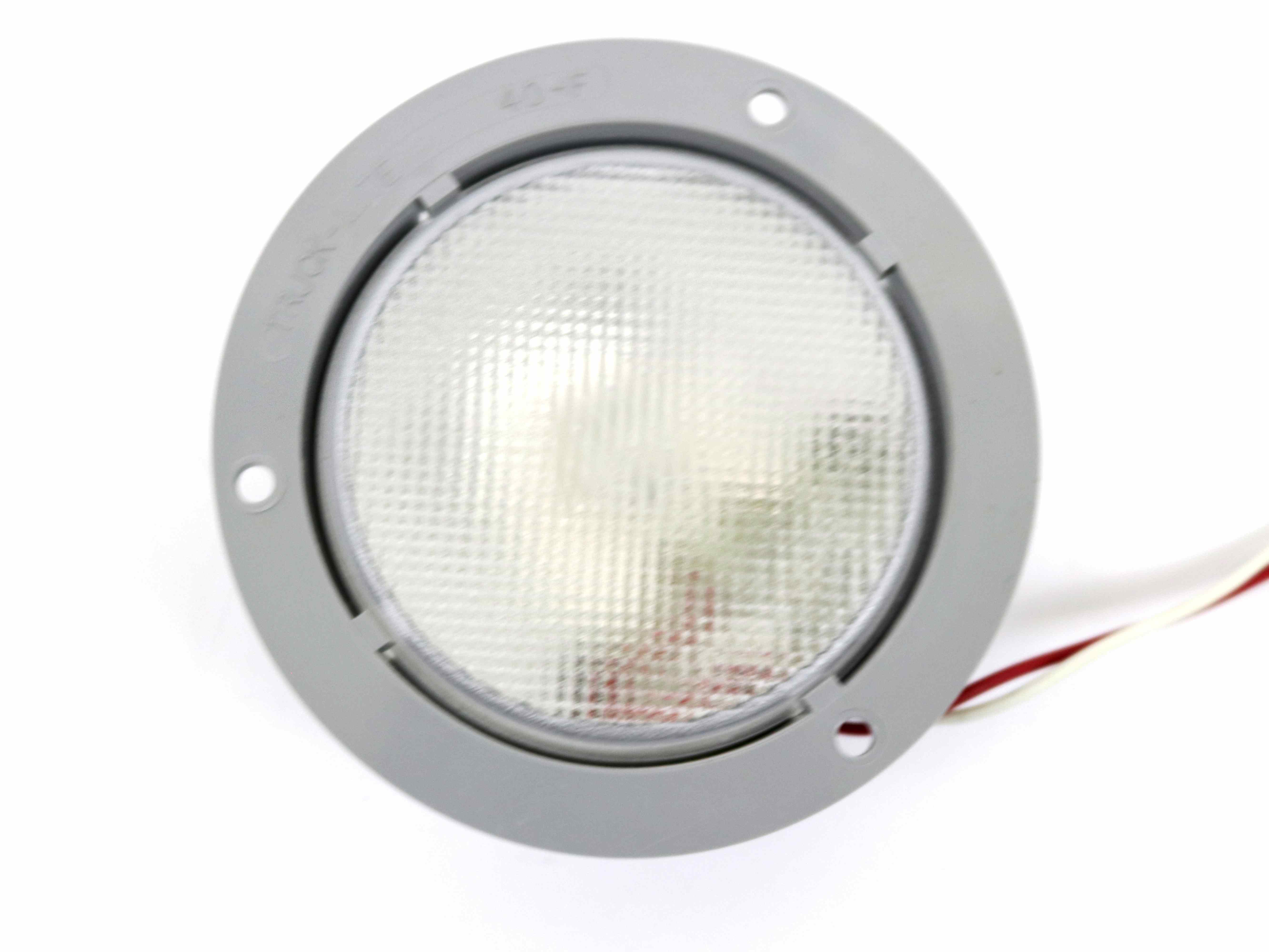 4029 4 INCH Clear Dome Light W/Gray Trim Ring Sell with #94992 Pigtail