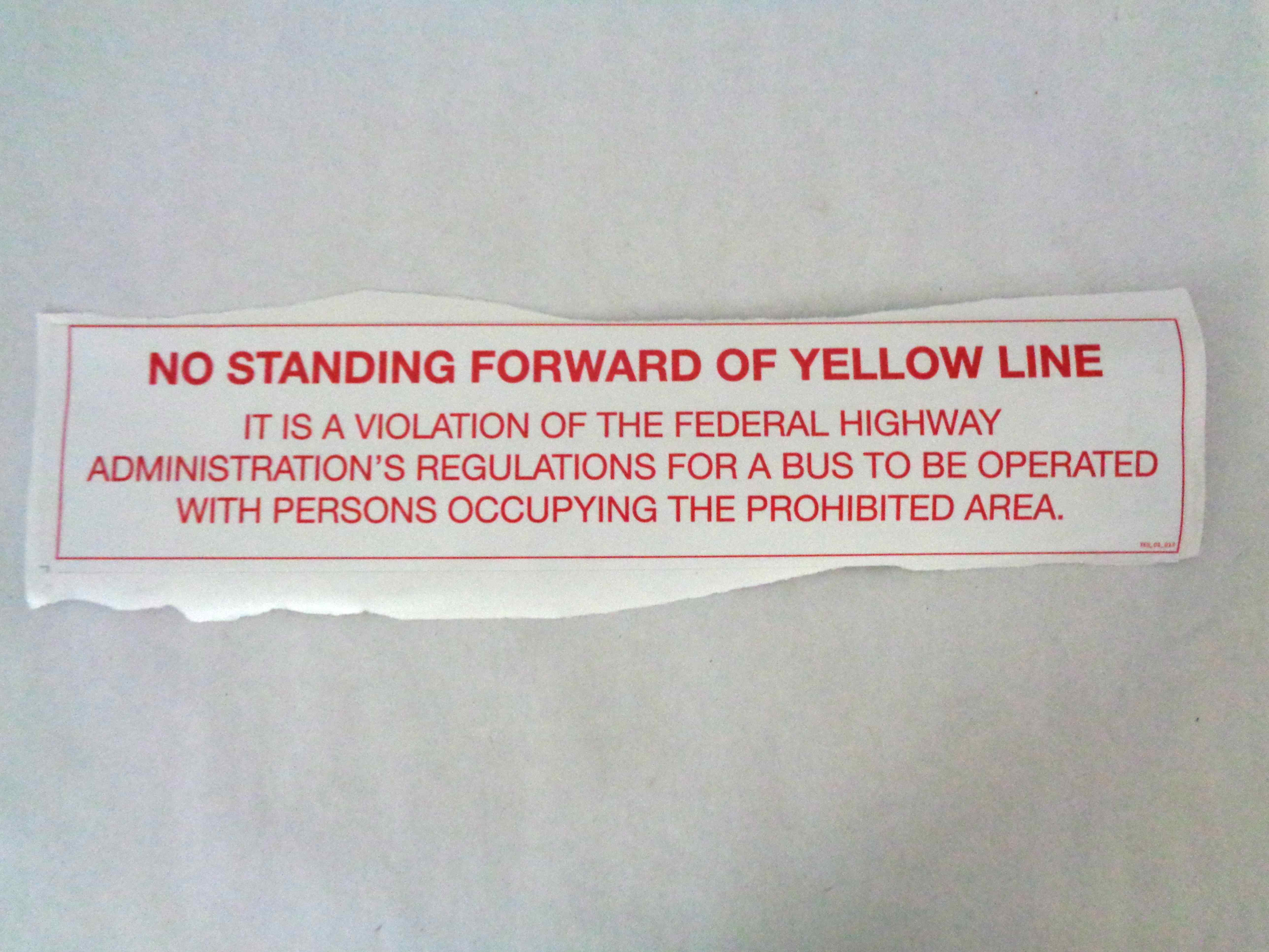 TES-01-013 No Standing Forward Yellow Line Decal, 18 X 4
